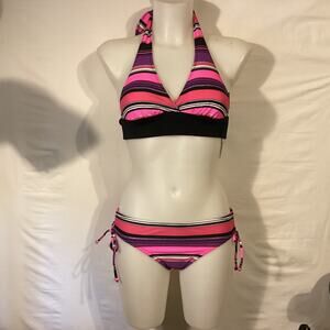 1310b NWT Bikini Bay MM 43T PPST Triangle Halter Top w/Low Rider Bottoms Size 8